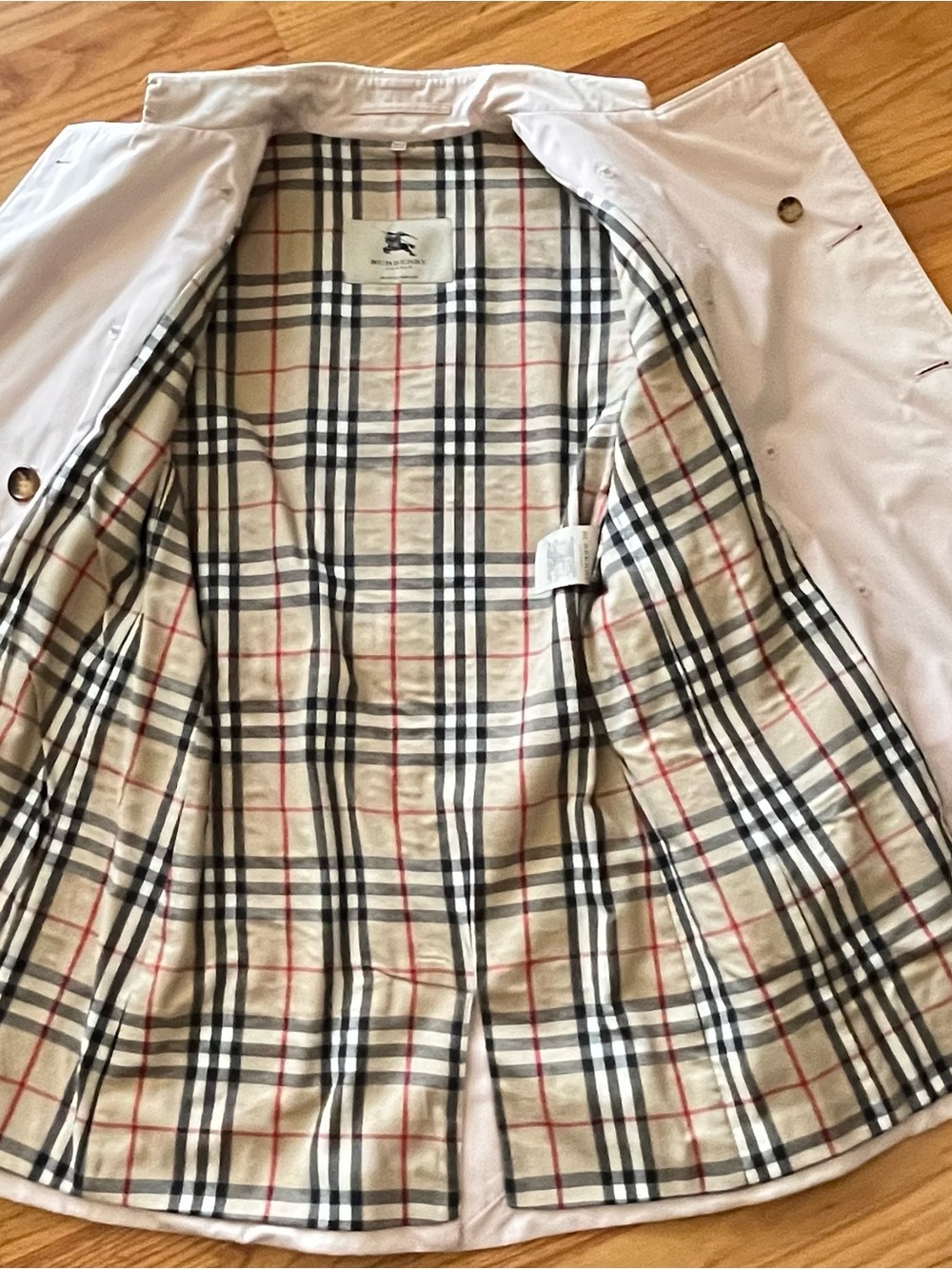 Burberry London Slim Fit Light Pink Trench Coat Nova Check UK12 US10 - Picture 12 of 15
